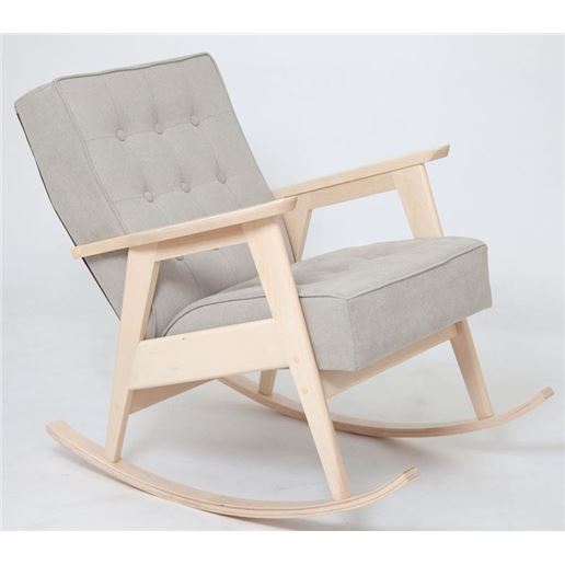 Кресло-качалка РЕТРО (беленый дуб / 02 - светло-серый)