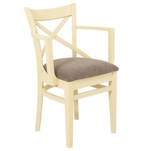 Кресло полумягкое "Соло" венское (Тон 10 Слоновая кость RAL 1015 / ткань:Бренди латте)