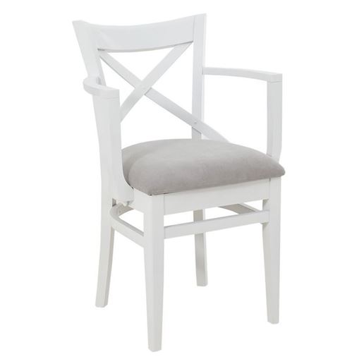 Кресло полумягкое "Соло" венское (Тон 9 Эмаль белая / ткань:Вивальди 06)