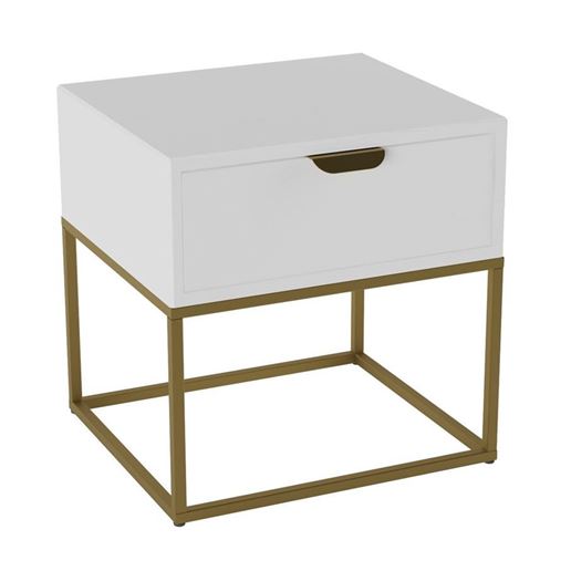 Тумбочка прикроватная "Дрим" (Ясень браш белый/Золото 7097283101)