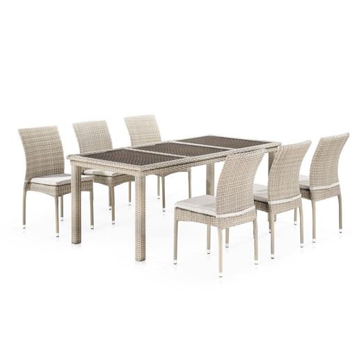 Комплект плетеной мебели T365/Y380C-W85 Latte (6+1) + подушки