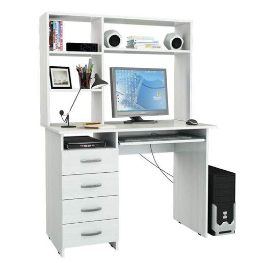 Стол компьютерный Милан-3, с надставкой белый