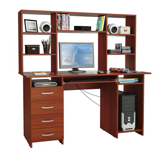 Стол компьютерный Милан-6П, с полкой и надставкой орех итальянский