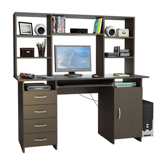 Стол компьютерный Милан-7П, с полкой и надставкой венге