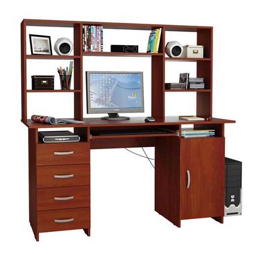 Стол компьютерный Милан-7П, с полкой и надставкой орех итальянский