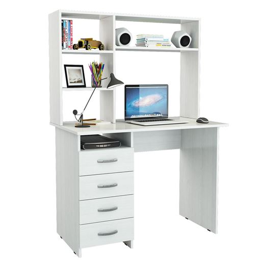 Стол письменный Милан, с надставкой белый