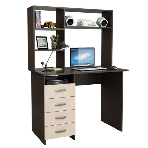 Стол письменный Милан, с надставкой венге / дуб молочный