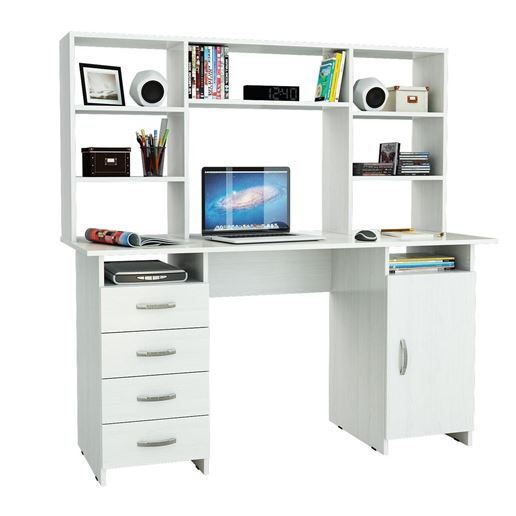 Стол письменный Милан-7, с надставкой белый