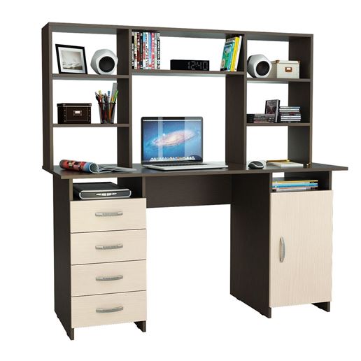 Стол письменный Милан-7, с надставкой венге / дуб молочный