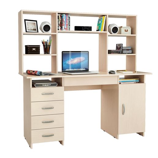 Стол письменный Милан-7Я, с ящиком и надставкой дуб молочный