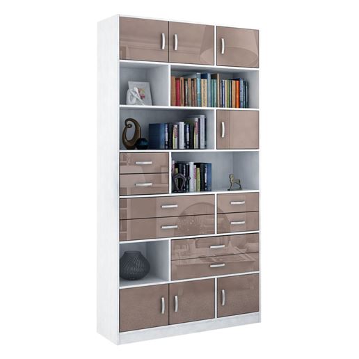 Стеллаж в комплекте Либерти-31 Глянец белый / капучино