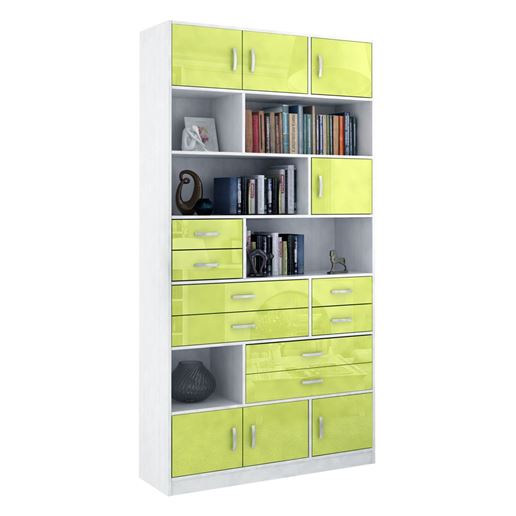 Стеллаж в комплекте Либерти-31 Глянец белый / лайм