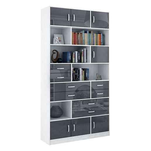 Стеллаж в комплекте Либерти-31 Глянец белый / серый