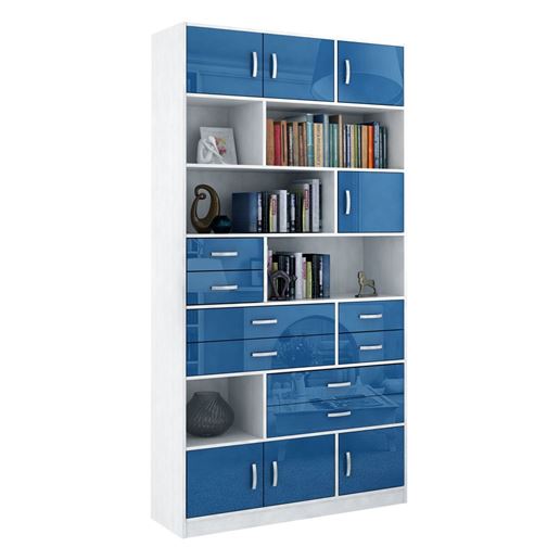 Стеллаж в комплекте Либерти-31 Глянец белый / синий
