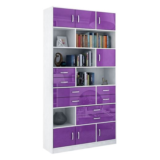 Стеллаж в комплекте Либерти-31 Глянец белый / фиолетовый