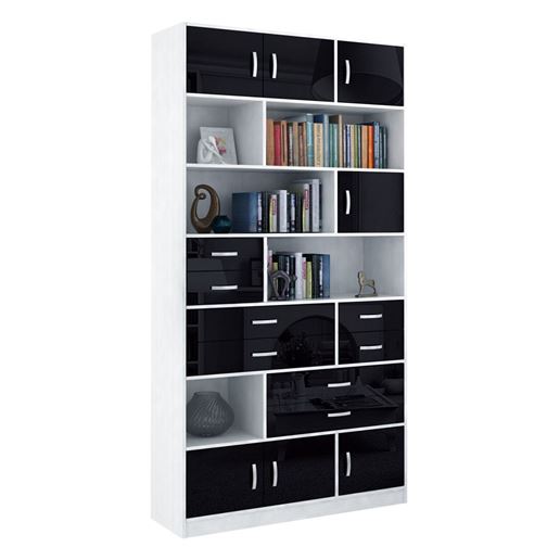 Стеллаж в комплекте Либерти-31 Глянец белый / чёрный