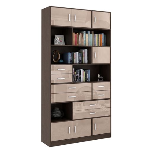 Стеллаж в комплекте Либерти-31 Глянец венге / капучино