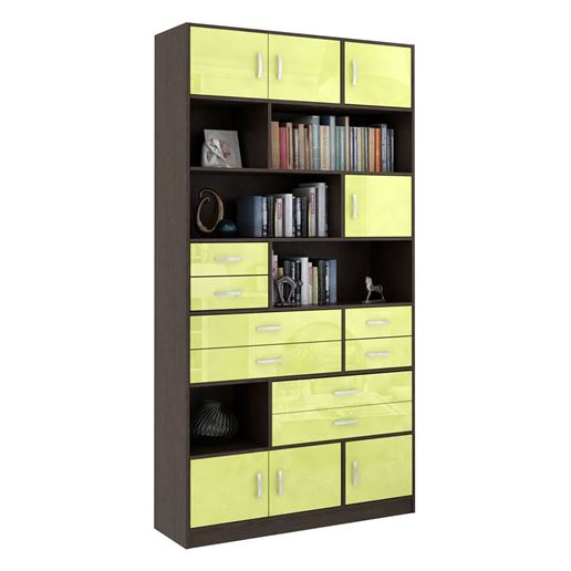 Стеллаж в комплекте Либерти-31 Глянец венге / лайм