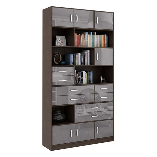 Стеллаж в комплекте Либерти-31 Глянец венге / серый