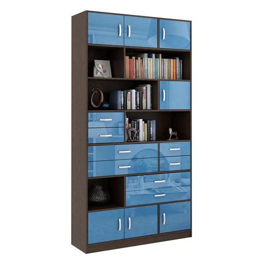 Стеллаж в комплекте Либерти-31 Глянец венге / синий