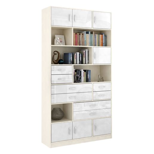 Стеллаж в комплекте Либерти-31 Глянец дуб молочный / белый