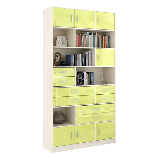 Стеллаж в комплекте Либерти-31 Глянец дуб молочный / лайм