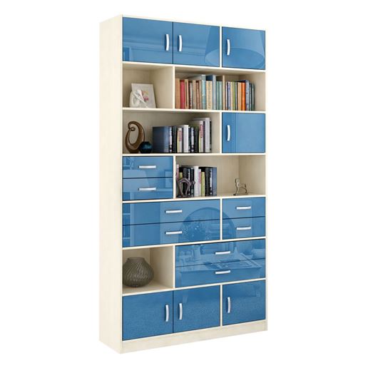 Стеллаж в комплекте Либерти-31 Глянец дуб молочный / синий