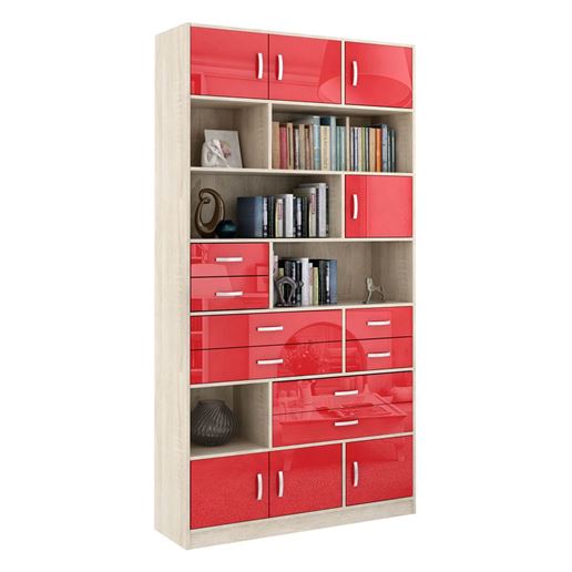 Стеллаж в комплекте Либерти-31 Глянец дуб сонома / красный