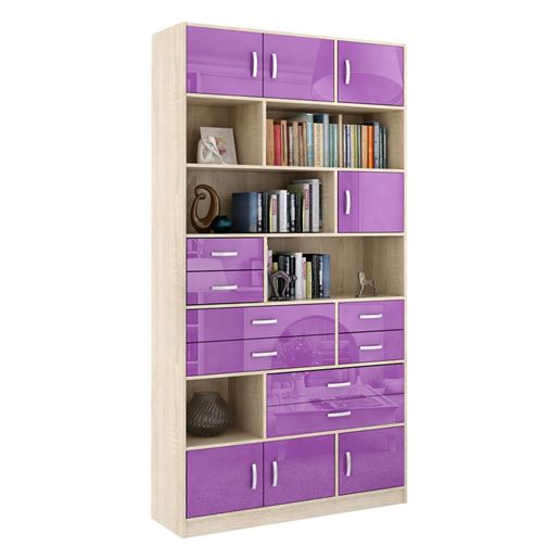 Стеллаж в комплекте Либерти-31 Глянец дуб сонома / фиолетовый