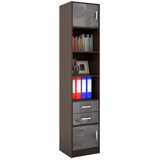 Стеллаж в комплекте Либерти-41 Глянец венге / серый