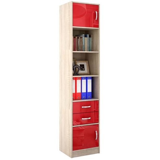 Стеллаж в комплекте Либерти-41 Глянец дуб сонома / красный