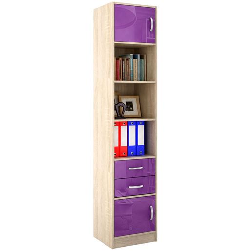 Стеллаж в комплекте Либерти-41 Глянец дуб сонома / фиолетовый