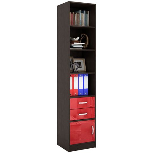 Стеллаж в комплекте Либерти-42 Глянец венге / красный