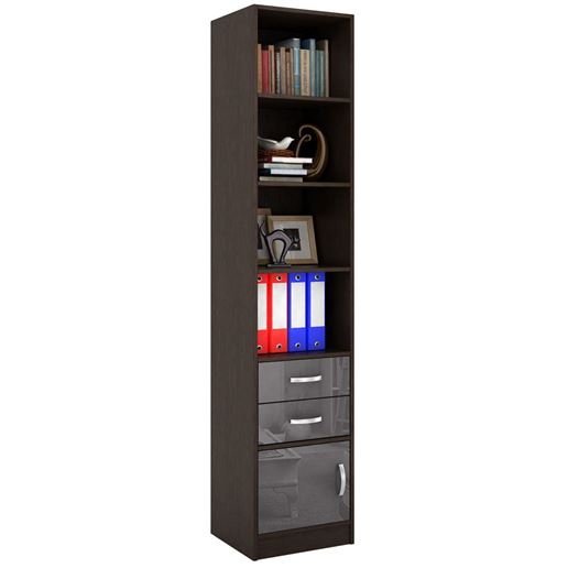 Стеллаж в комплекте Либерти-42 Глянец венге / серый