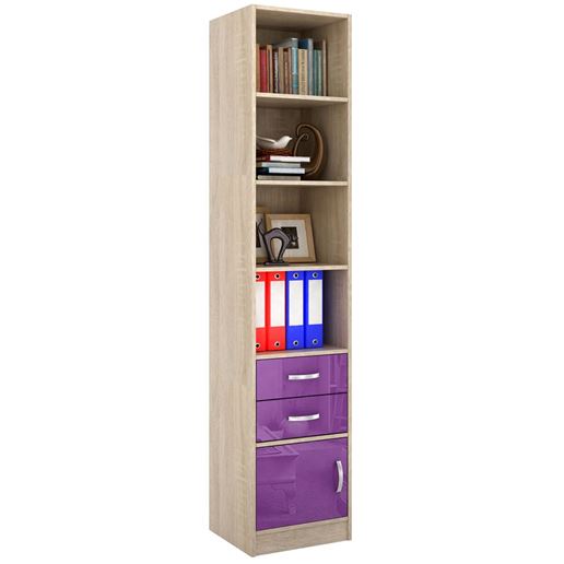 Стеллаж в комплекте Либерти-42 Глянец дуб сонома / фиолетовый