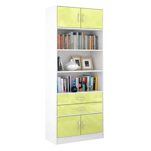 Стеллаж в комплекте Либерти-51 Глянец белый / лайм