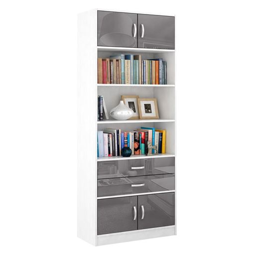 Стеллаж в комплекте Либерти-51 Глянец белый / серый