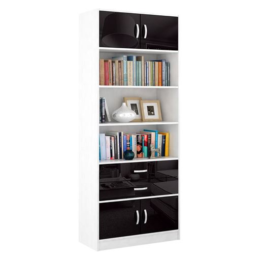 Стеллаж в комплекте Либерти-51 Глянец белый / чёрный