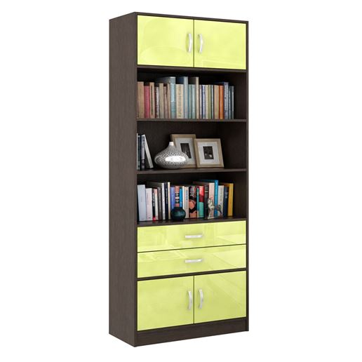 Стеллаж в комплекте Либерти-51 Глянец венге / лайм