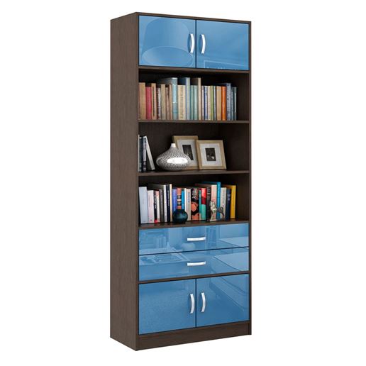 Стеллаж в комплекте Либерти-51 Глянец венге / синий