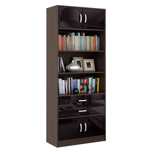 Стеллаж в комплекте Либерти-51 Глянец венге / чёрный