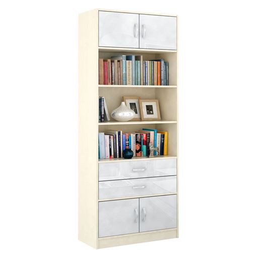 Стеллаж в комплекте Либерти-51 Глянец дуб молочный / белый