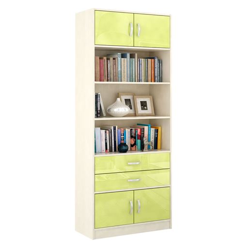 Стеллаж в комплекте Либерти-51 Глянец дуб молочный / лайм