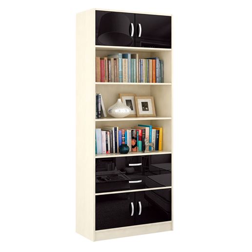 Стеллаж в комплекте Либерти-51 Глянец дуб молочный / чёрный