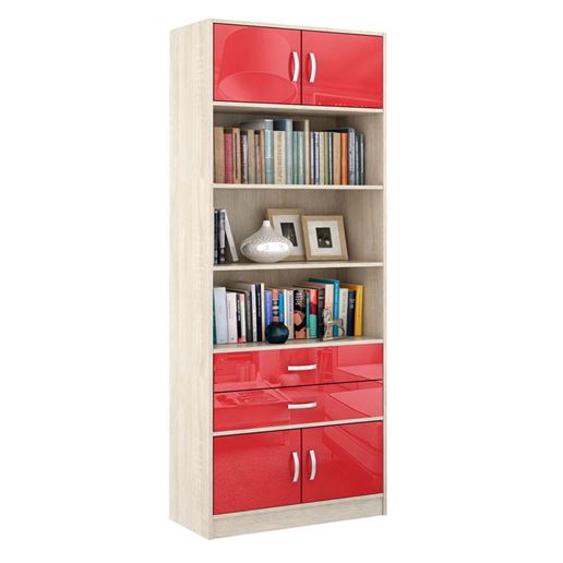 Стеллаж в комплекте Либерти-51 Глянец дуб сонома / красный