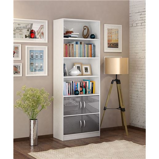 Стеллаж в комплекте Либерти-52 Глянец белый / серый