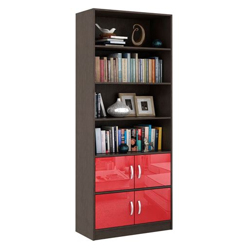 Стеллаж в комплекте Либерти-52 Глянец венге / красный