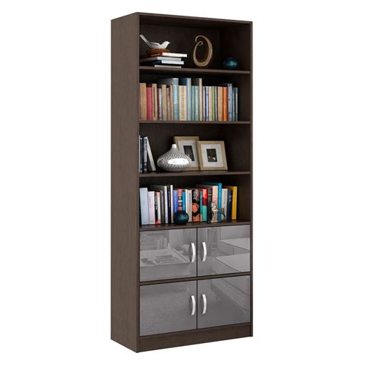 Стеллаж в комплекте Либерти-52 Глянец венге / серый