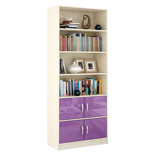 Стеллаж в комплекте Либерти-52 Глянец дуб молочный / фиолетовый