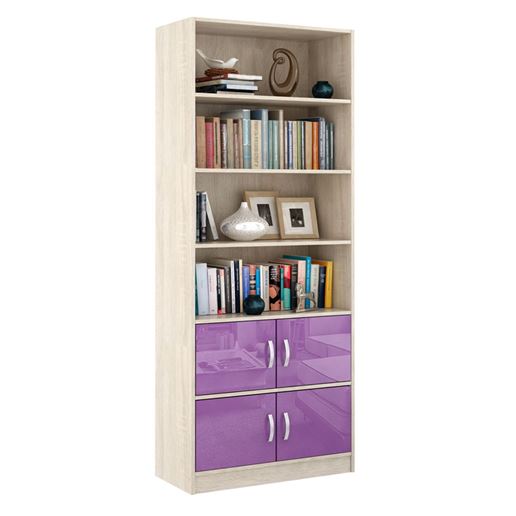 Стеллаж в комплекте Либерти-52 Глянец дуб сонома / фиолетовый